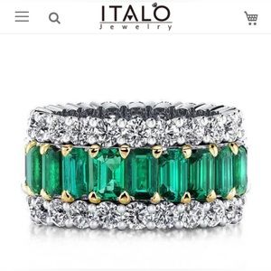 Italo Emerald Ring Multi Row Emerald Cut Eternity Wedding Band